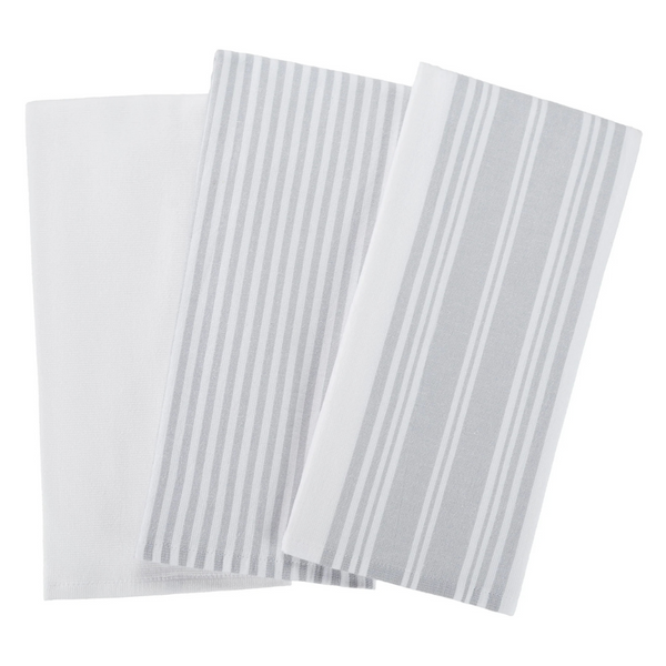 3-Pack Better Homes & Gardens Soft Silver Cotton Woven Kitchen Towels