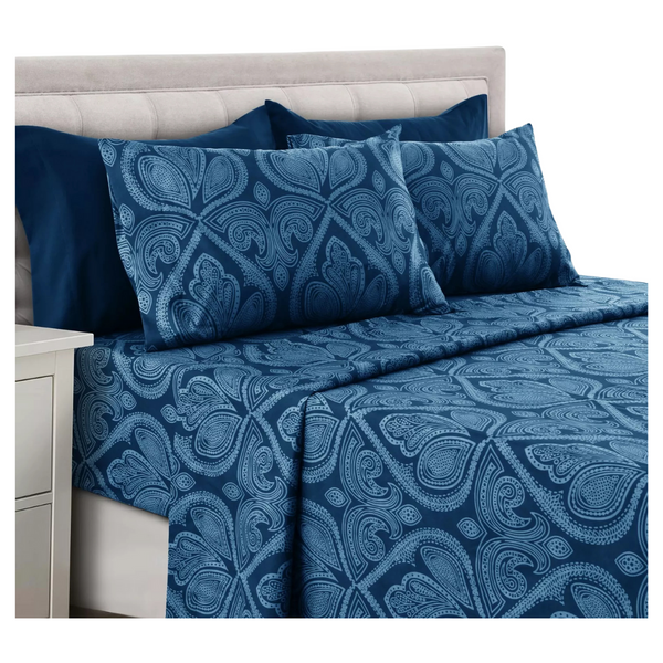 6-Piece 1800 Series Microfiber Comfort Paisley Bed Sheet Set