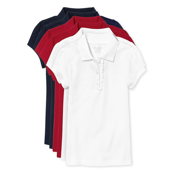 6-Pack The Children's Place Girls Ruffle Pique Polo Shirts