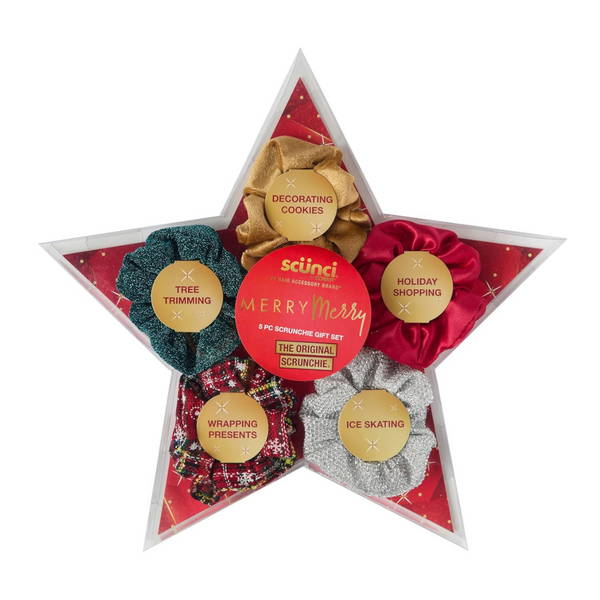 5-Piece Scunci By Conair Christmas Scrunchie Star Gift Box