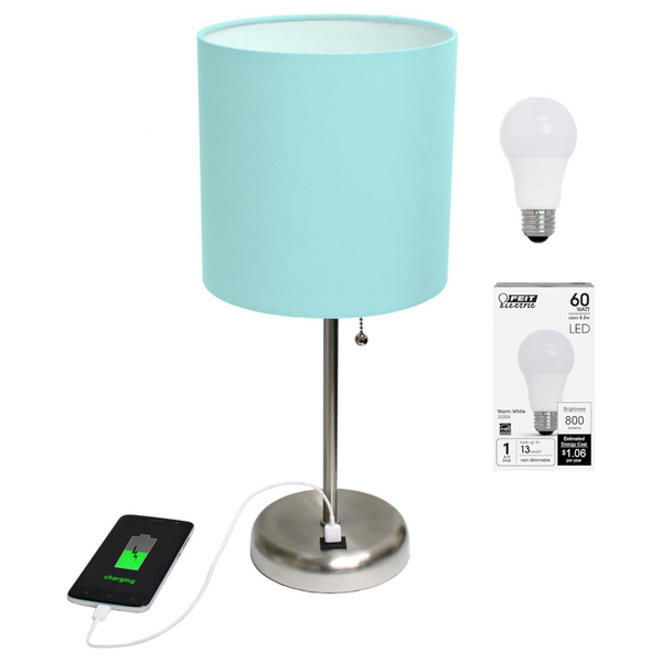 Simple Designs Brushed Steel Stick Table Desk Lamp