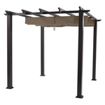 BHG Meritmoor 9'L x 8.6'W x 7.7'H Steel Pergola With Canopy (Black/Beige)