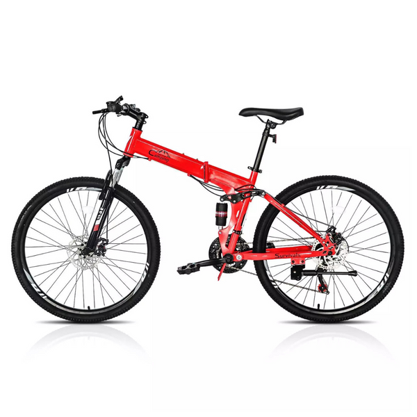 Unisex 26" Foldable Adult Mountain Bike With 21 Speed Full Suspension