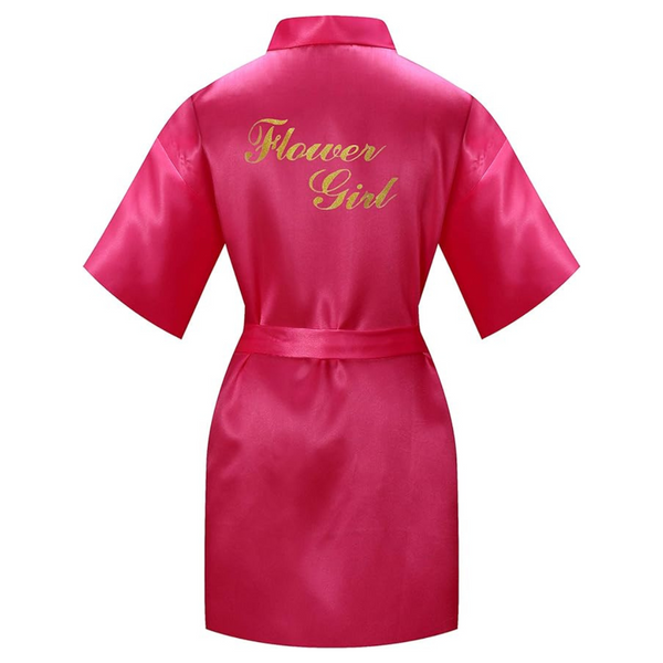Women's Flower Bridesmaid Pure-Colored Robe With Gold Glitter