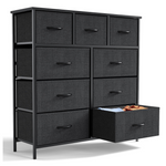 Yangming 9 Drawer Fabric Dresser For Bedroom (Black)