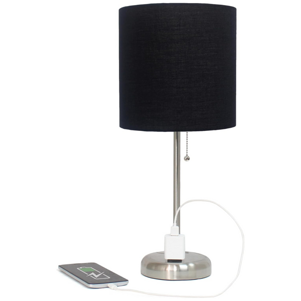 Simple Designs 19.5" Sleek And Slender Brushed Steel Table Lamp