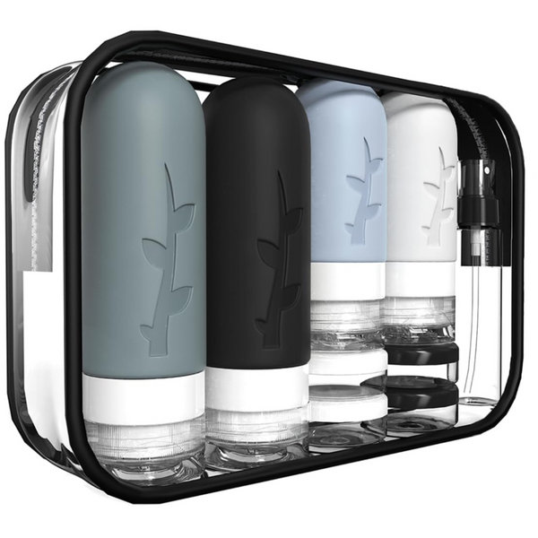 18-Pack TSA Approved Silicone Travel Bottles For Toiletries (2-Colors )