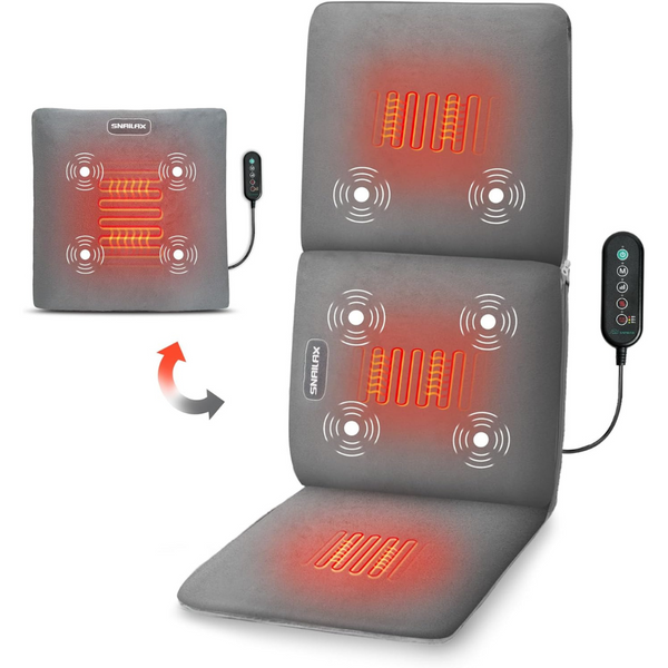 Snailax 2-in-1 Massage Chair Pad w/ 6 Nodes and 3 Heat Settings