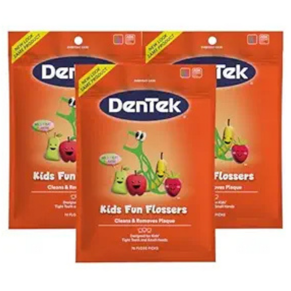 3-Pack DenTek Kids Fun Flossers (Wild Fruit) (75-Count Per Pack)