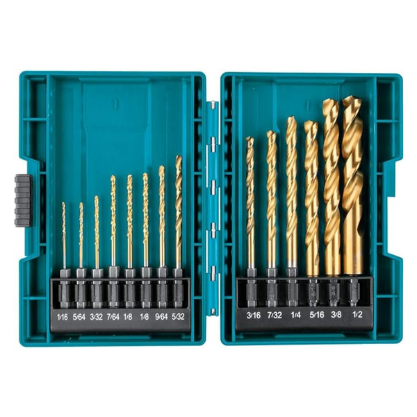 14-Piece Makita Impact Gold Titanium 1/4" Hex Shank Drill Bit Set