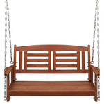 2-Person Patio Wooden Hanging Porch Swing Bench (Brown)