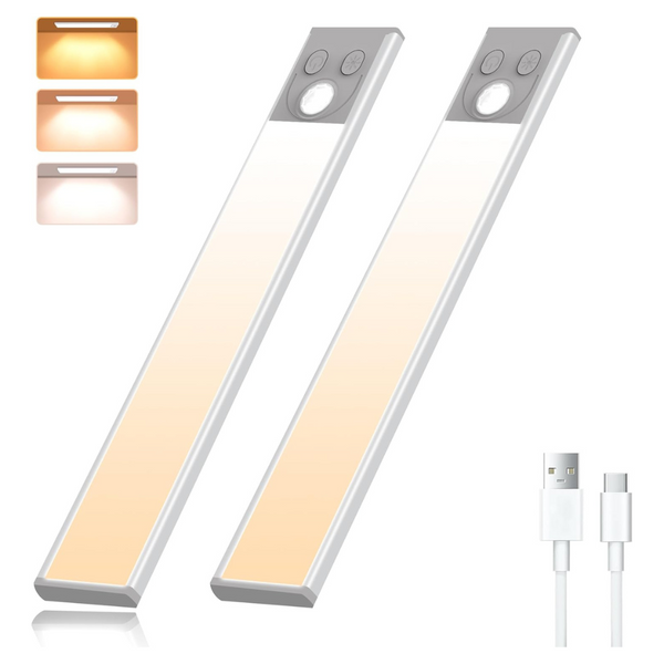 2-Pack 3-Colors Wireless 1200mAh LED Under Cabinet Lights