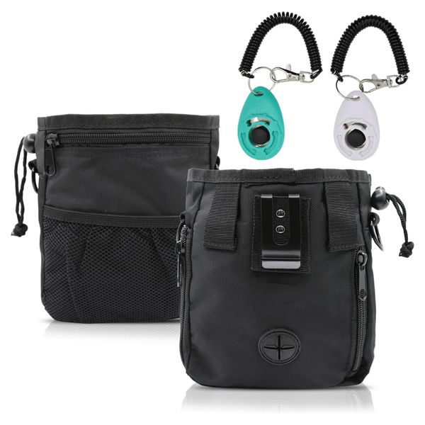 Dog Treat Bag With Dog Clicker (Black)