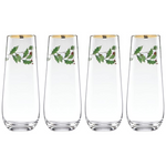 Lenox 889237 Holiday 4-Piece Christmas Theme Stemless Flute Set