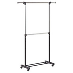 Honey-Can-Do 30 Lbs Adjustable Rolling Metal Double Clothes Rack