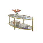 Bella Large Oval Gold Metal And Glass Coffee Table