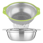 2-Qt Colander Microporous Rice Strainer W/Mixing Bowl & Handle