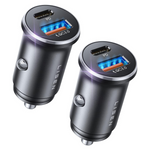 2-Pack Lisen 48W 2-Port USB-C & USB-A Metal Car Charger