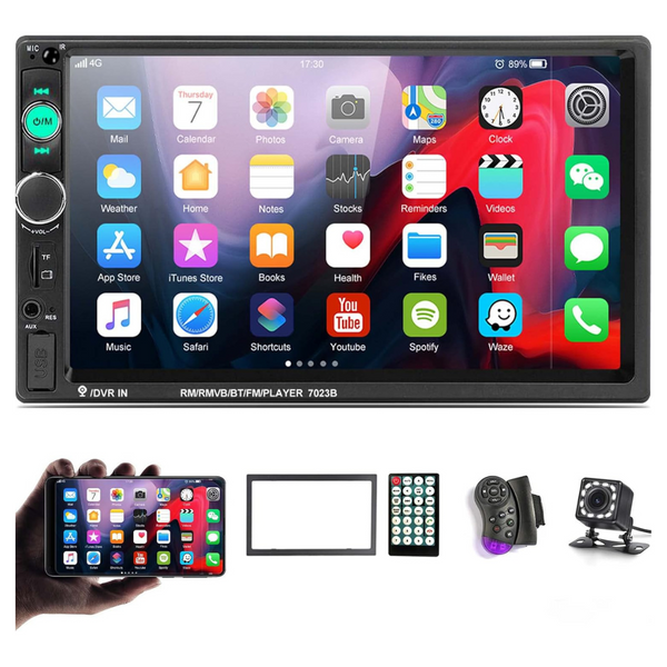 7" Touch Screen Double Din Car Stereo With Bluetooth Audio