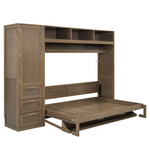 Wood Full Murphy Bed W/Wardrobe & Drawers