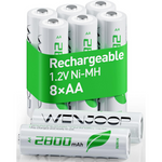 8-Pack 2800mAh 1.2V Double High Capacity Rechargeable AA Batteries