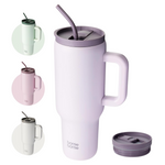 40 Oz Stainless Steel Vacuum Travel Tumbler W/ Handle And Straw