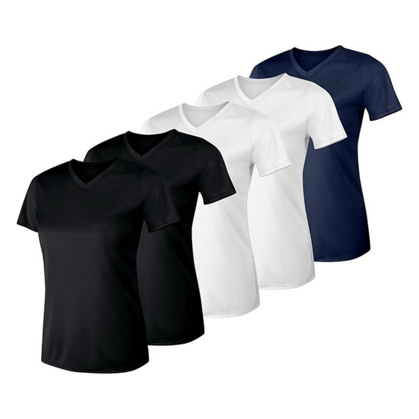 5-Pack Hanes Women's Sport Cool Dri V-Neck T-Shirt