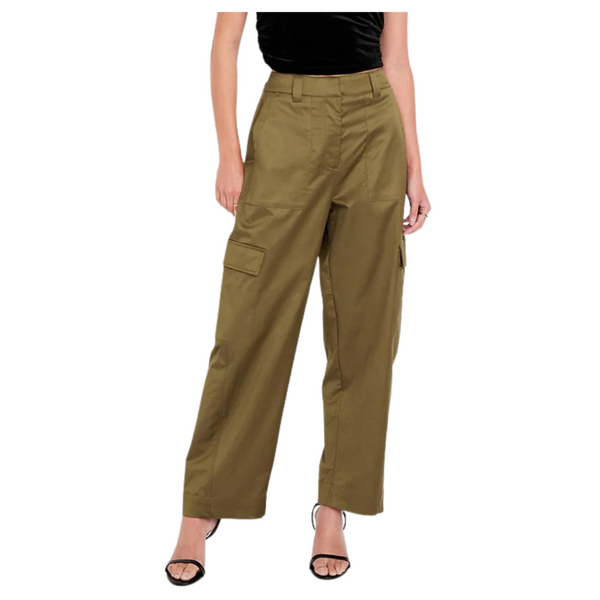 Women's Extra-High Waisted Satin Cargo Barrel Wide-Leg Pants