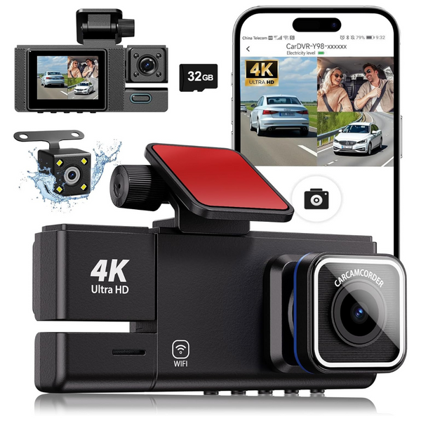 3 Channel WiFi 4K UHD Front And Rear Dash Cam