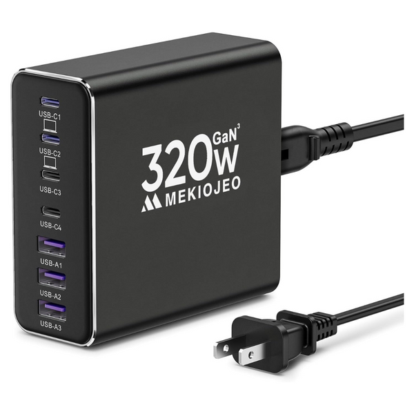 320W Aluminum Alloy GaN USB-C Charging Station