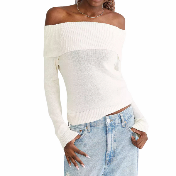 Aeropostale Juniors Off The Shoulder Womens Sweater