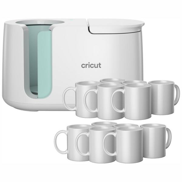 Cricut Mug Press + 12 Blank Mugs (12oz each)