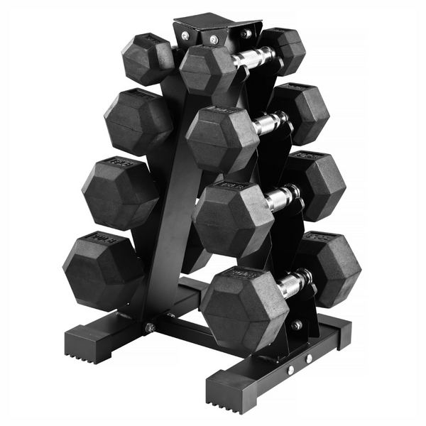 100-lbs BalanceFrom Rubber Coated Hex Dumbbell Weight Set W/ Rack