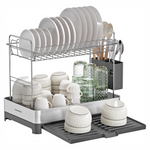 Songmics 2-Tier Expandable Stainless Steel Dish Dryer With Utensil Holder