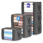 6-Pack Budding Joy 90L Foldable Clothes Organizers Storage Bags W/ Handle