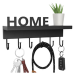 Wooden Wall Entryway Shelf Keys With 6 Metal Hooks