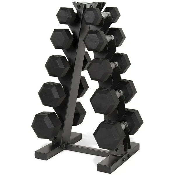CAP 150 lb Coated Rubber Hex Dumbbell Weight Set