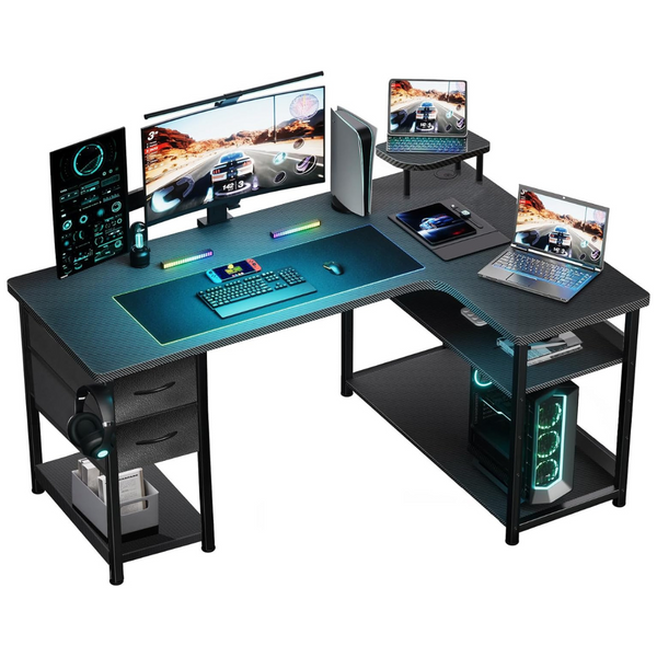 Gtracing L-Shaped Gaming Desk with Drawers