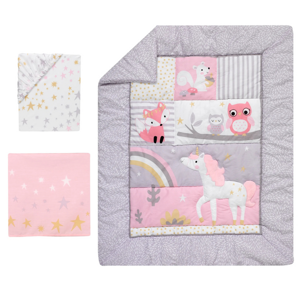 Bedtime Originals Rainbow Unicorn 3-Piece Crib Bedding Set