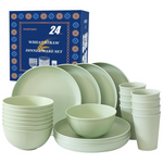 24-Piece Wheat Straw Plates, Bowls & Cups Dinnerware Sets