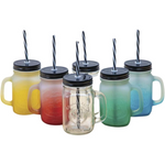 6-Pack Designer Mason Jars with Lids and Straw