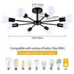8-Lights Modern Semi Flush Mount Ceiling Light Chandelier