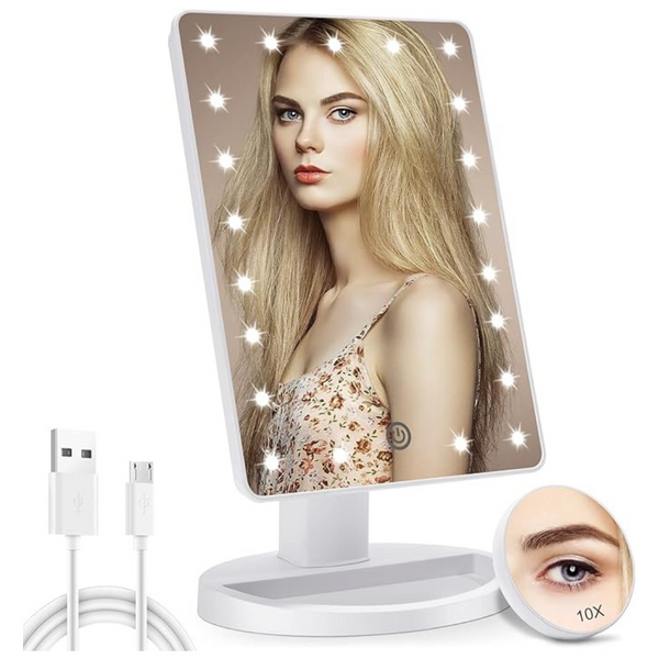 Portable Lighted Makeup Vanity Mirror With 10X Magnifying Mirror