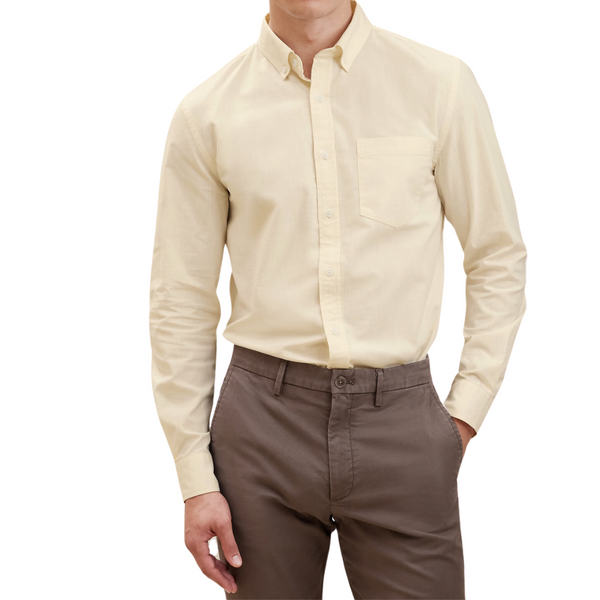 Banana Republic Factory Men's Slim Coated Chambray Shirt (Ecru)