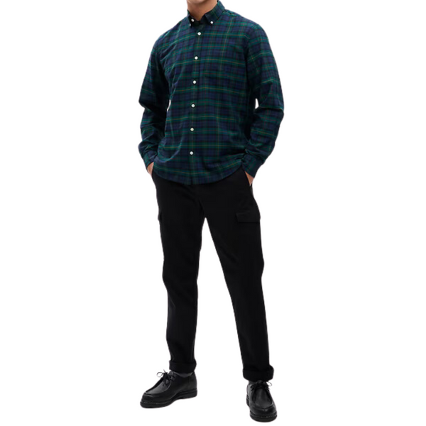 Gap Men's Classic Oxford Shirt in Standard Fit (Green Plaid)