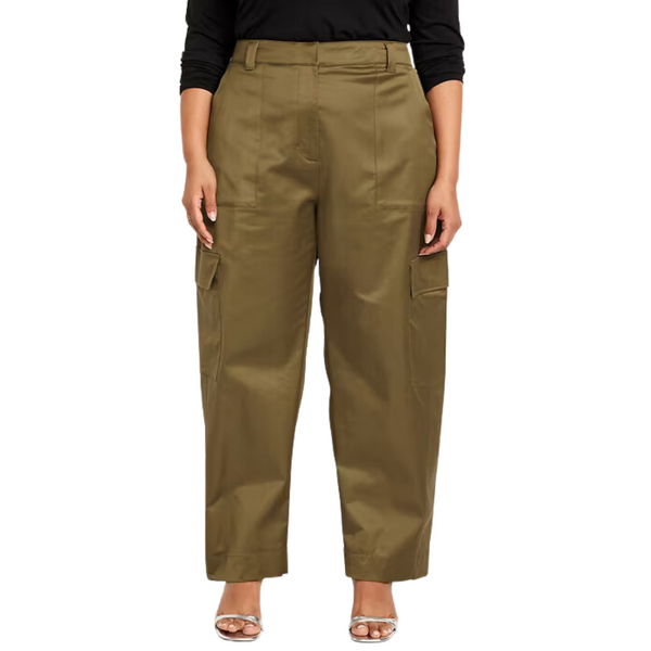 Women's Extra-High Waisted Satin Cargo Barrel Wide-Leg Pants
