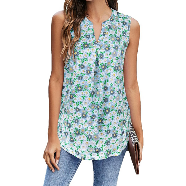 Women's V Neck Sleeveless Floral Printed Summer Tank Tops (Various)