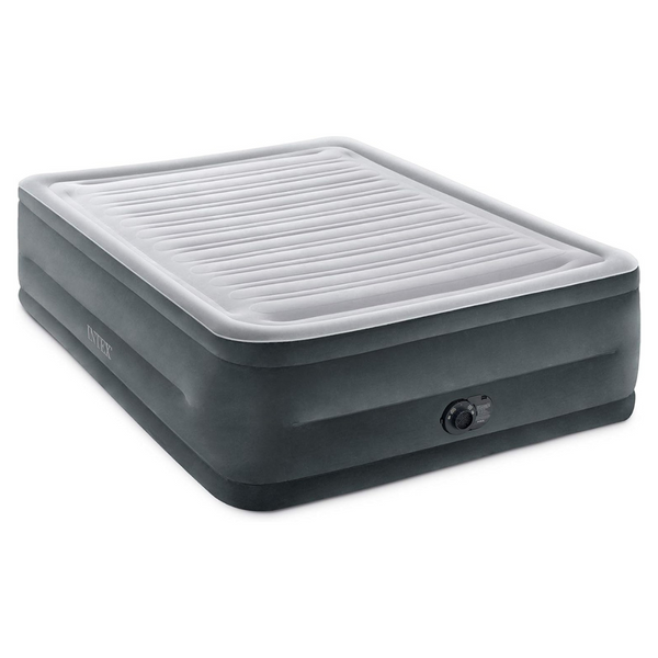 Intex Dura-Beam Deluxe Comfort-Plush High-Rise Air Mattress, Queen Size, Built-In Electric Pump – 22in Bed Height – 600lb Weight Capacity