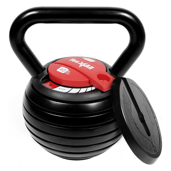 Yes4All Adjustable Weight Cast Iron Kettlebell Weight (7.8Lb-40-Lb)