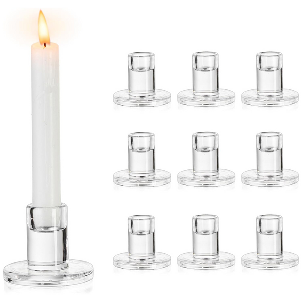 NUPTIO Set Of 10 Glass Candle Stick Holders